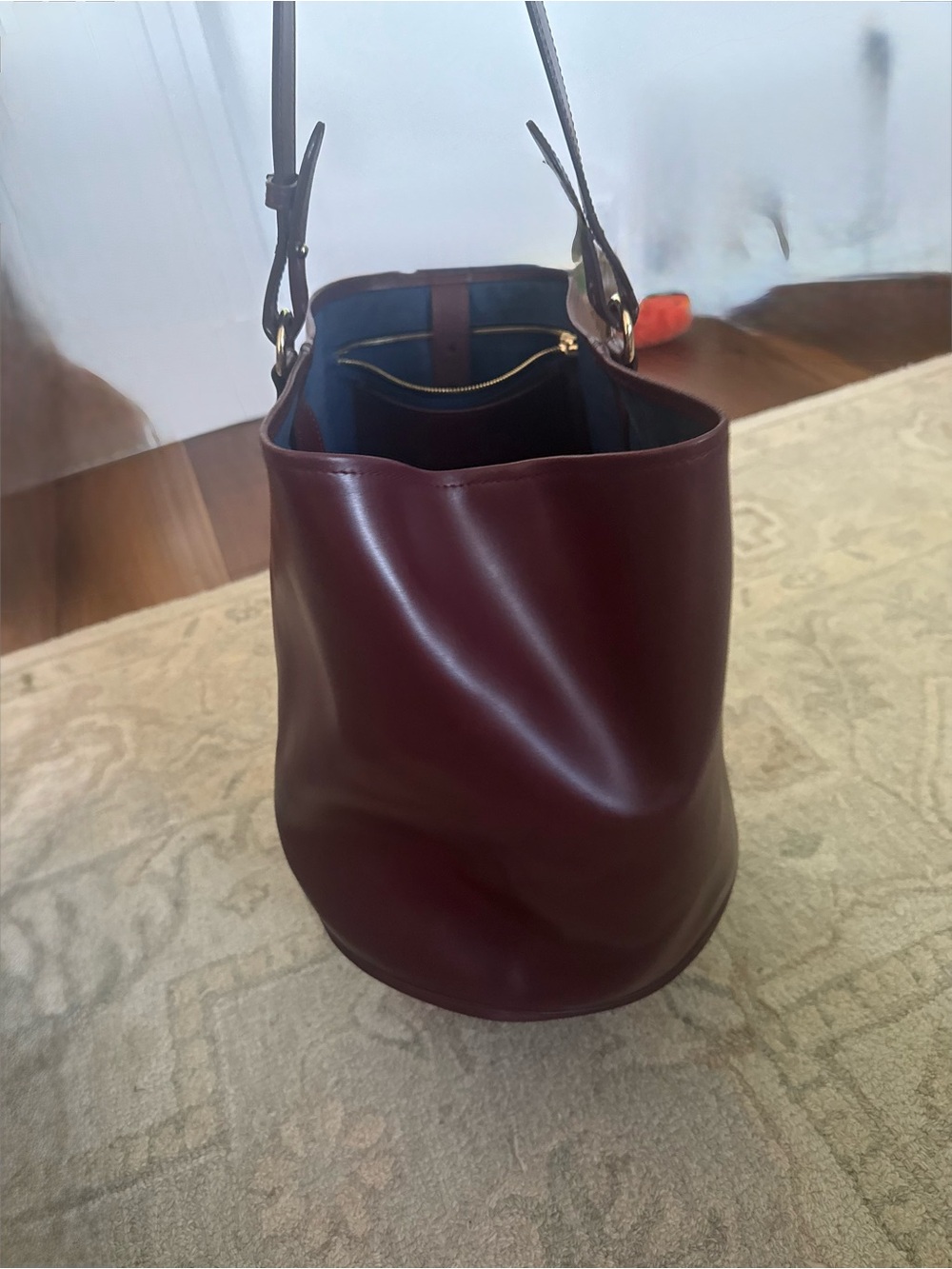 Women's Large Burgundy Leather Tote Shoulder Bag